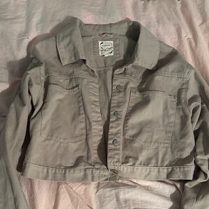 Stoosh Women's Light Gray Cropped Jean Jacket